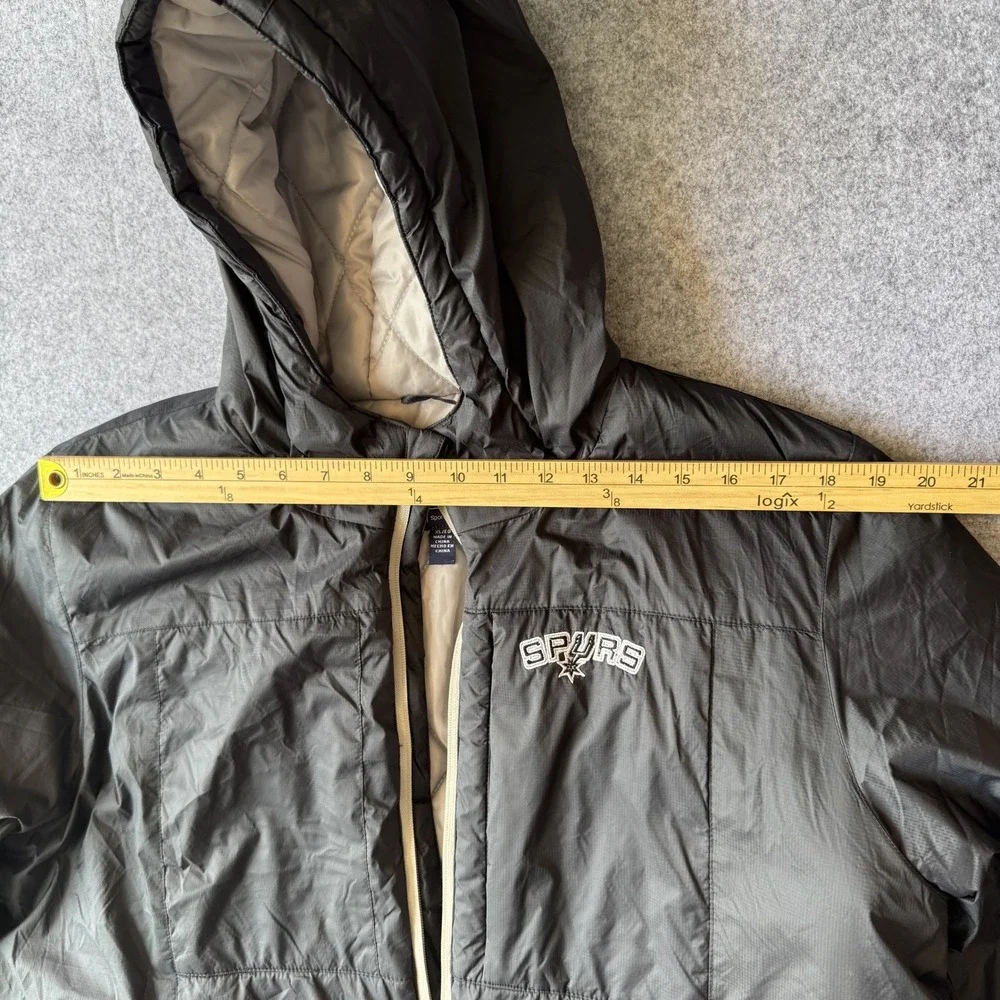 G-III Sports San Antonio Spurs Puffer‎ Jacket XL Black Quilted Hooded NBA